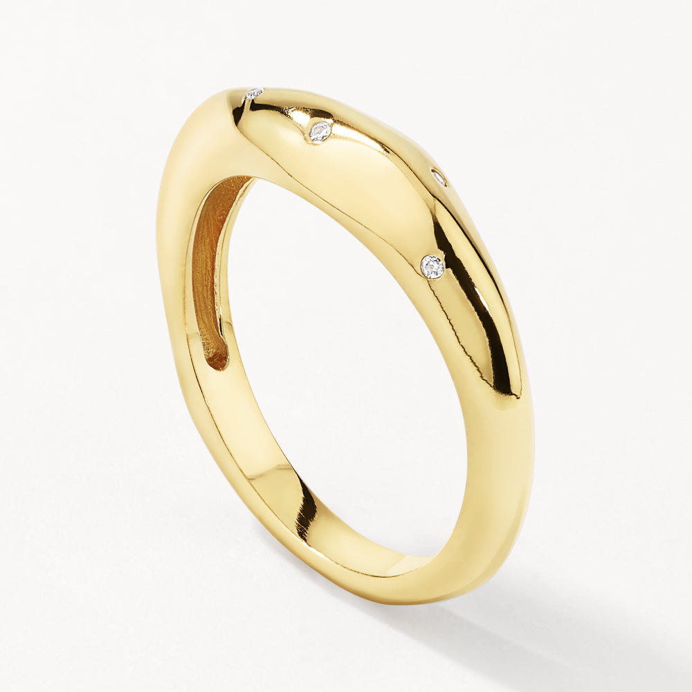 White Zircon Polka Dot Gold Ring for Women - Elegant Dainty Jewelry Gift for Birthday, Anniversary & Special Occasions