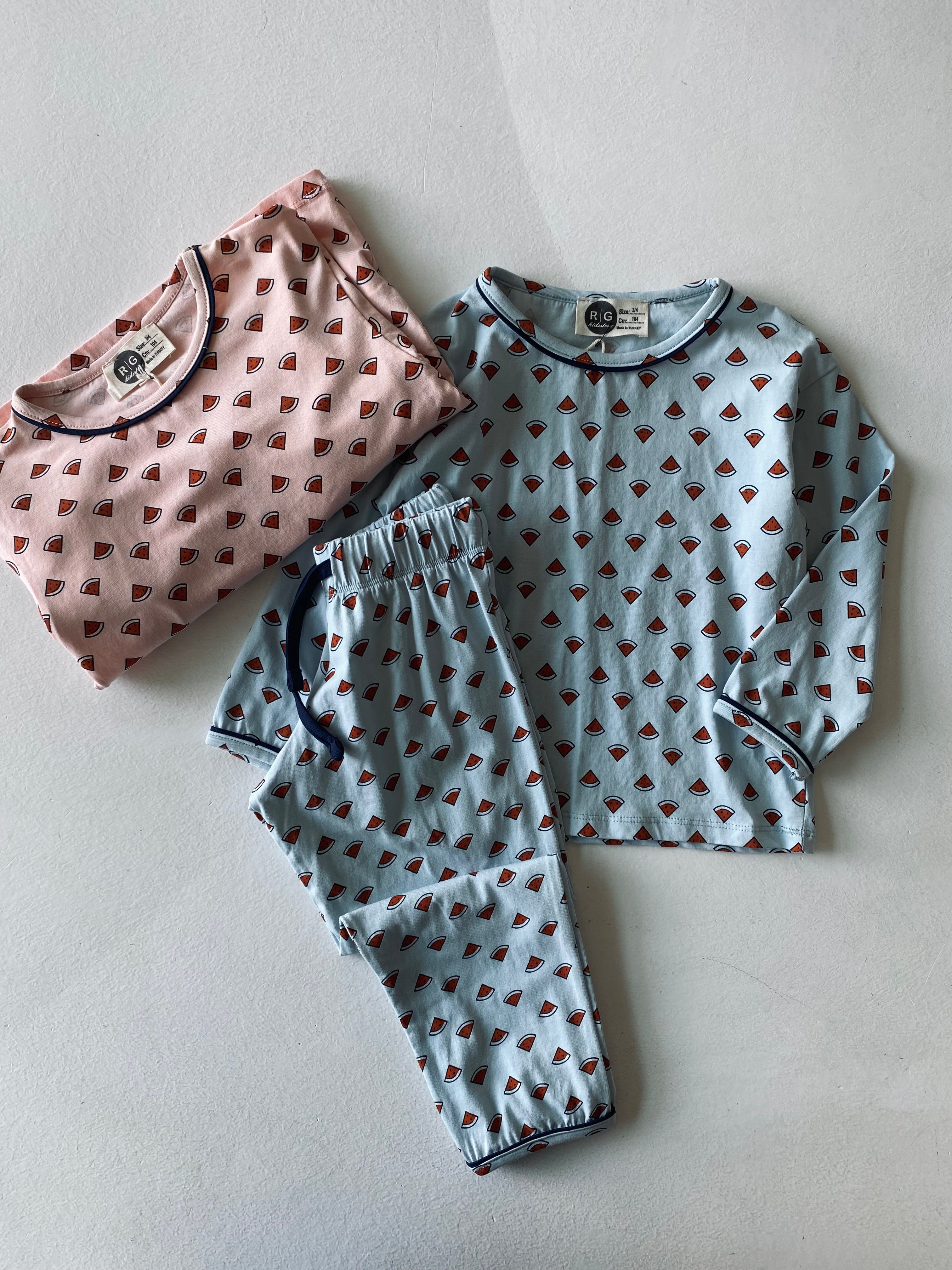 Watermelon Print Kids Pajama Set - Soft Cotton Sleepwear for Boys & Girls - Perfect for Bedtime, Lounging & Family Matching Outfits
