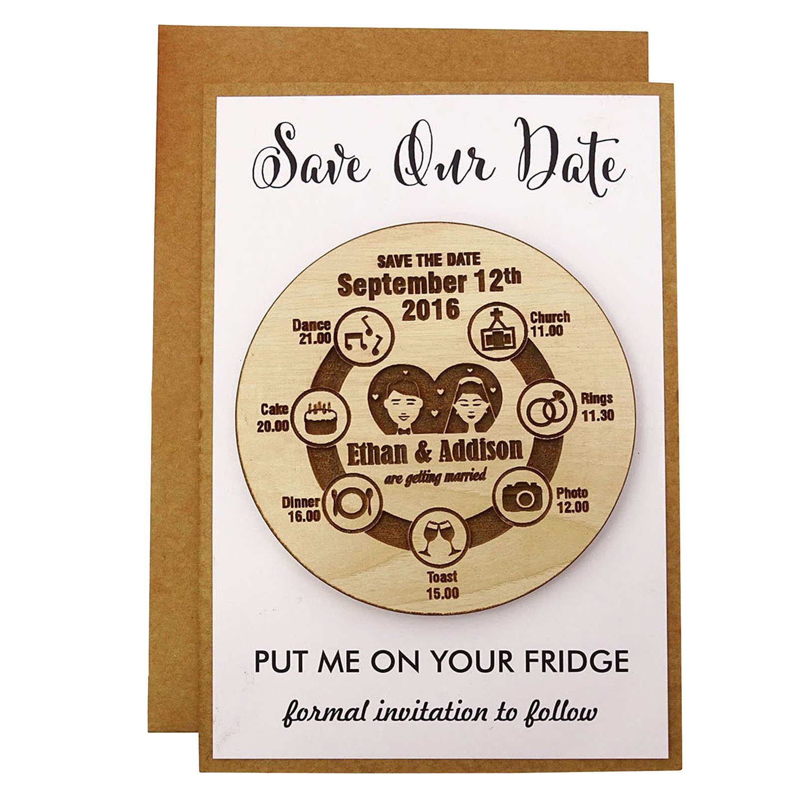 Personalized Rustic Wood Save The Date Magnets - 45 Engraved Wedding Announcement Cards with Envelopes | Perfect for DIY Weddings, Bridal Showers & Anniversary Gifts