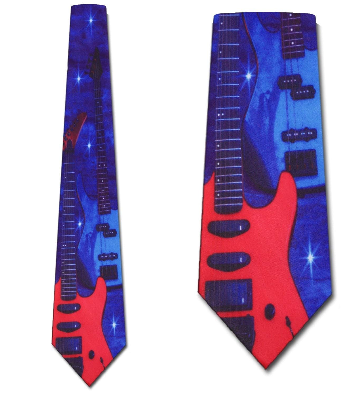 Three Rooker Men's Electric Guitar Print Necktie - Stylish Formal Tie for Musicians, Gifts & Office Wear