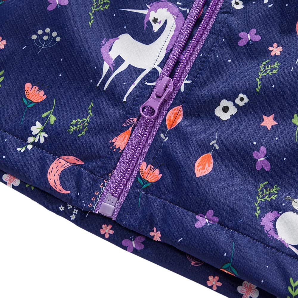 **Waterproof Girls Rain Jacket with Fleece Liner - Kids Windbreaker Coat for Outdoor Play, School & Rainy Day Adventures**