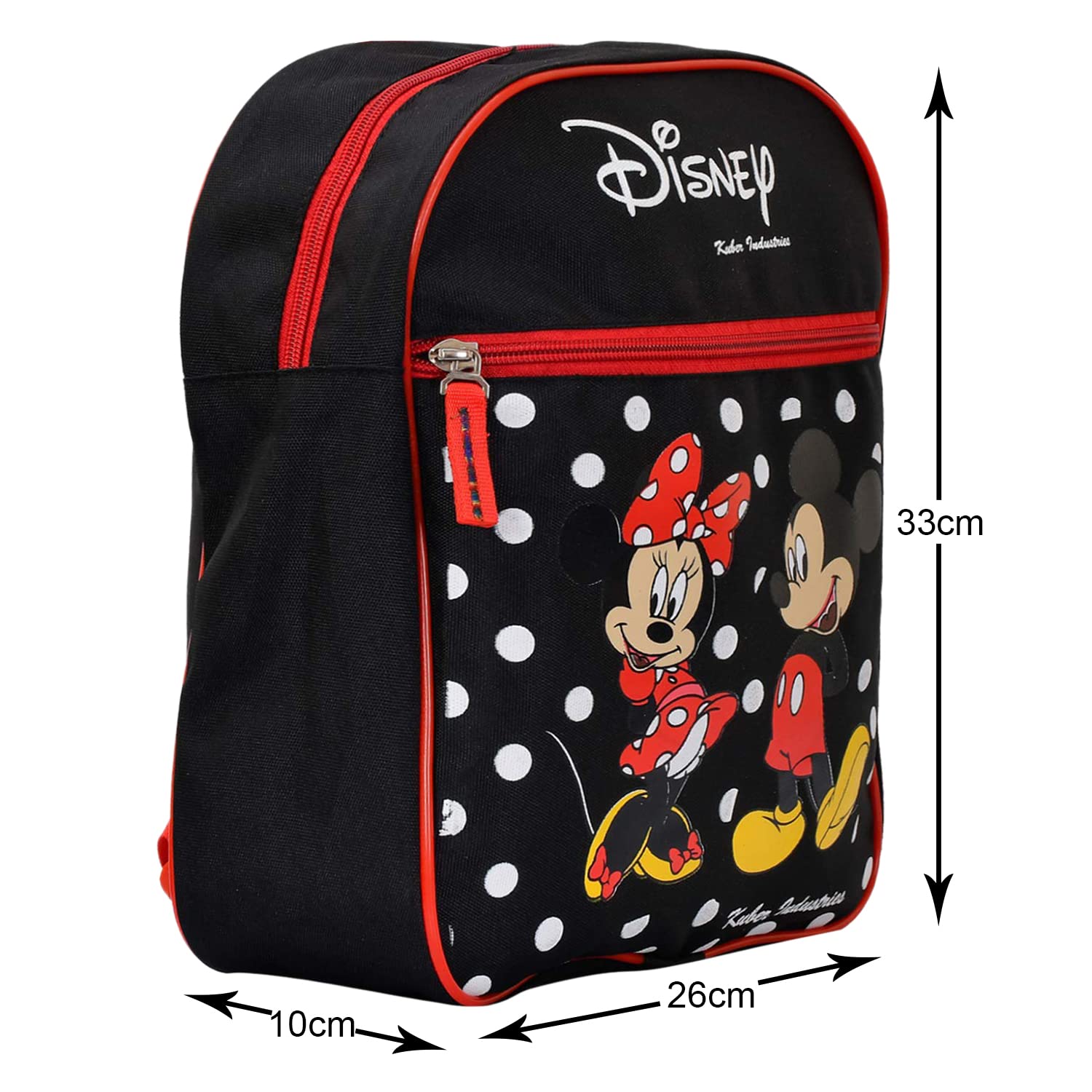 Disney Minnie & Mickey Mouse Printed Kids Backpack for School, Travel, Picnic - Lightweight Durable Bookbag for Boys & Girls - Perfect for Daycare, Outdoor Adventures & Family Trips (Black)