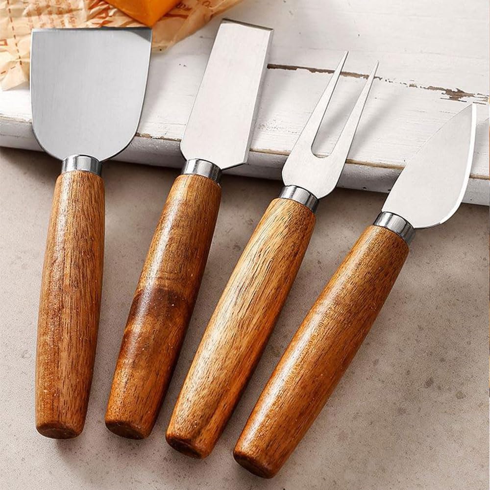 Premium Charcuterie Board Accessories Set - 6-Piece Cheese & Butter Spreaders with Wooden Handles - Includes Mini Serving Tongs, Spoons & Forks - Perfect for Charcuterie Boards, Cheese Platters, Dinner Parties, Weddings & Holiday Gatherings (Christmas, Thanksgiving, Easter)