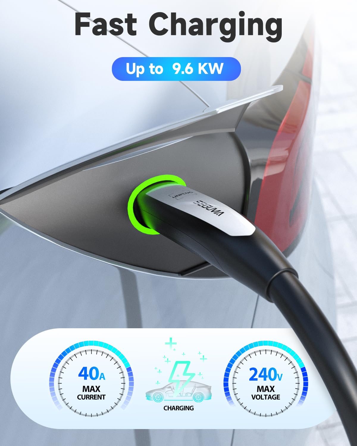40Amp 21ft 240V EV Charger Extension Cable - NACS Compatible for Tesla Model Y/X/3/S/Cyber-truck - Level 1 & 2 Charging - Perfect for Home, Garage & Road Trip Charging