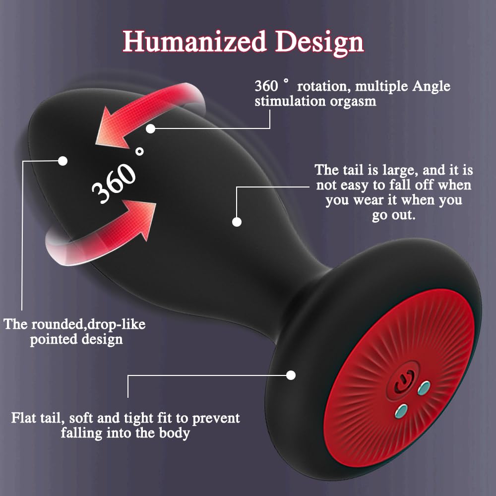 **Vibrating Anal Plug with App Control - 10 Vibration & 6 Rotation Modes, Prostate Massager for Men & Women, Couples Play - Perfect for Solo Pleasure, Couples Fun & BDSM Exploration**