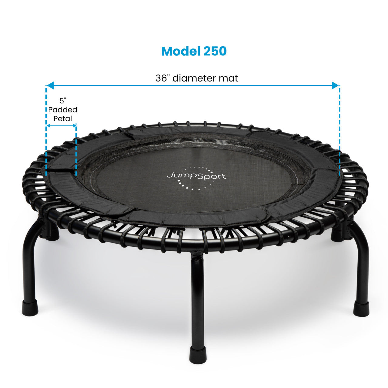 JUMPSPORT 250 Fitness Trampoline - 39 Inch Rebounder for Home Workouts, Cardio Exercise & Weight Loss | Perfect for Indoor Gym, Yoga & Kids Play
