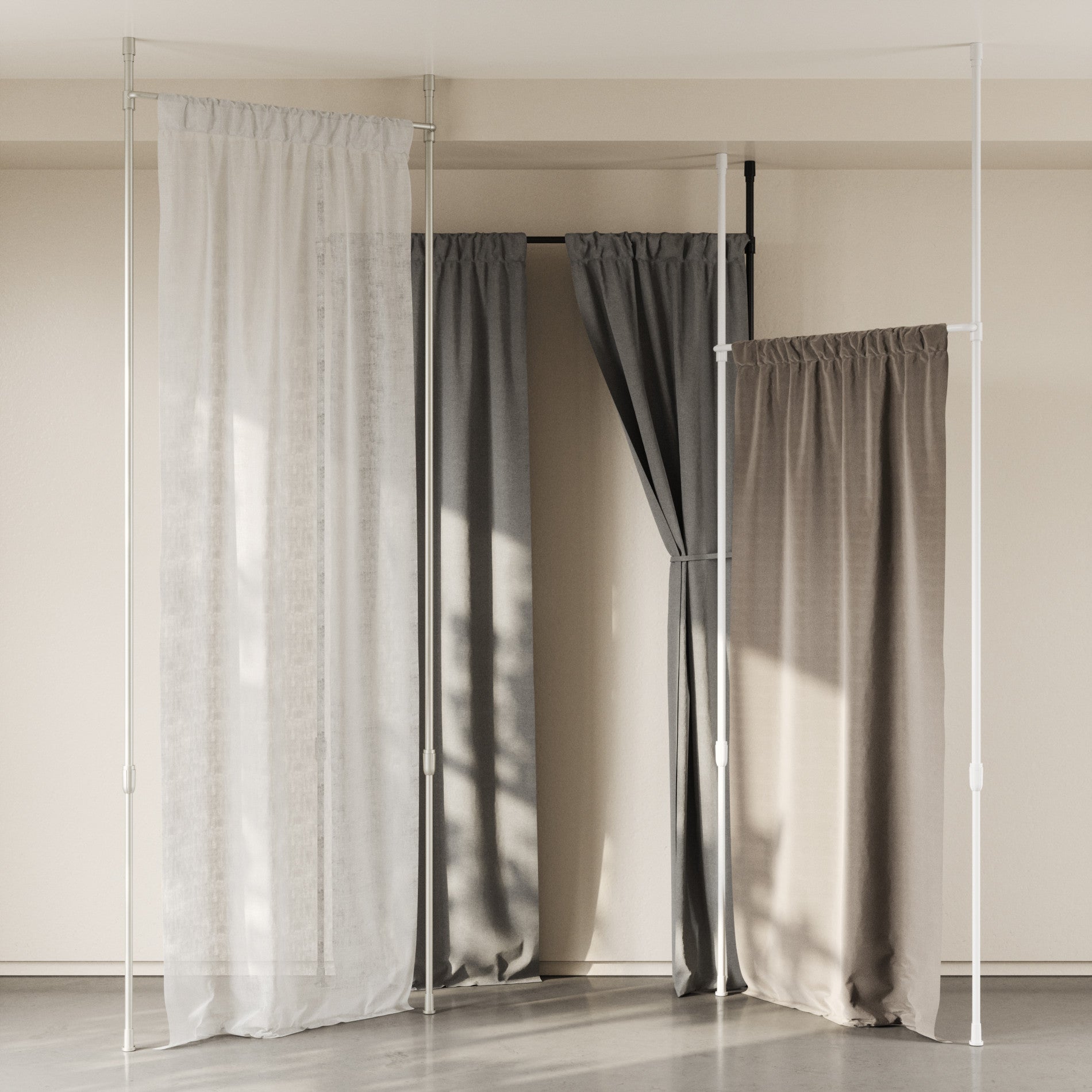 Adjustable Anywhere Tension Curtain Rod - No Drilling Room Divider for Windows, Doors & Closets - Perfect for Dorms, Apartments & Home Decor