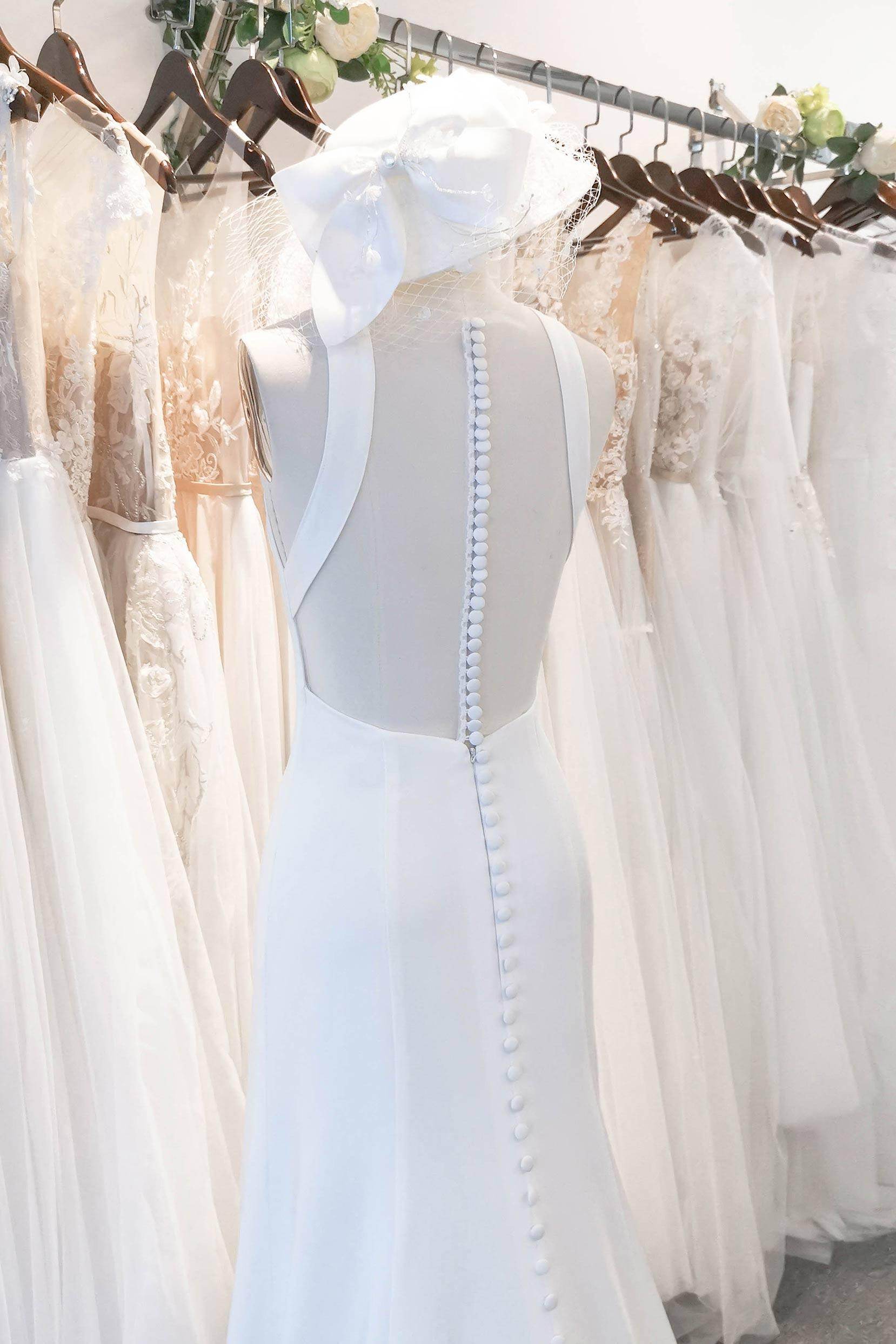 Elegant Mermaid Sweep Brush Train Stretch Satin Wedding Gown CW3122 - Perfect for Beach, Church, and Formal Wedding Ceremonies