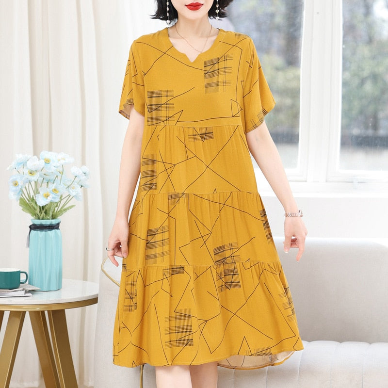 Women's Slim Fit Loose V-Neck Casual Dress - Flowy Summer Dress for Beach, Party & Everyday Wear