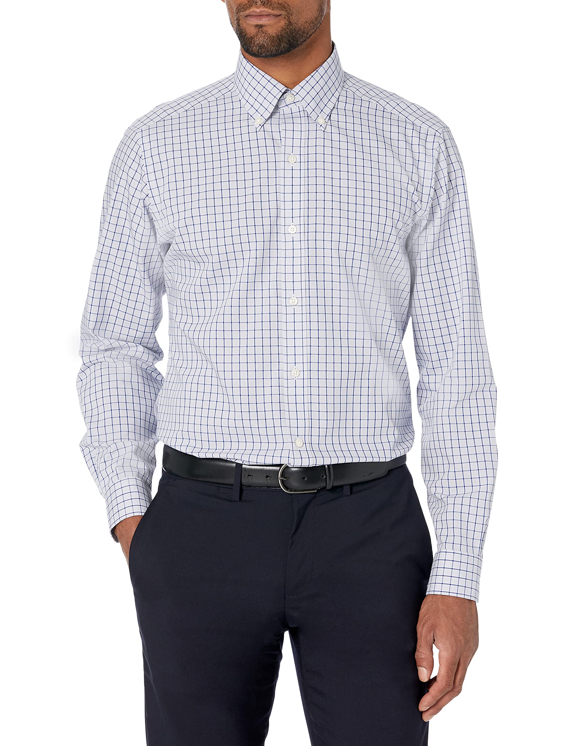 Buttoned Down Men's Tailored Fit Button Collar Pattern Dress Shirt | Formal & Business Attire | Office, Wedding & Special Occasions