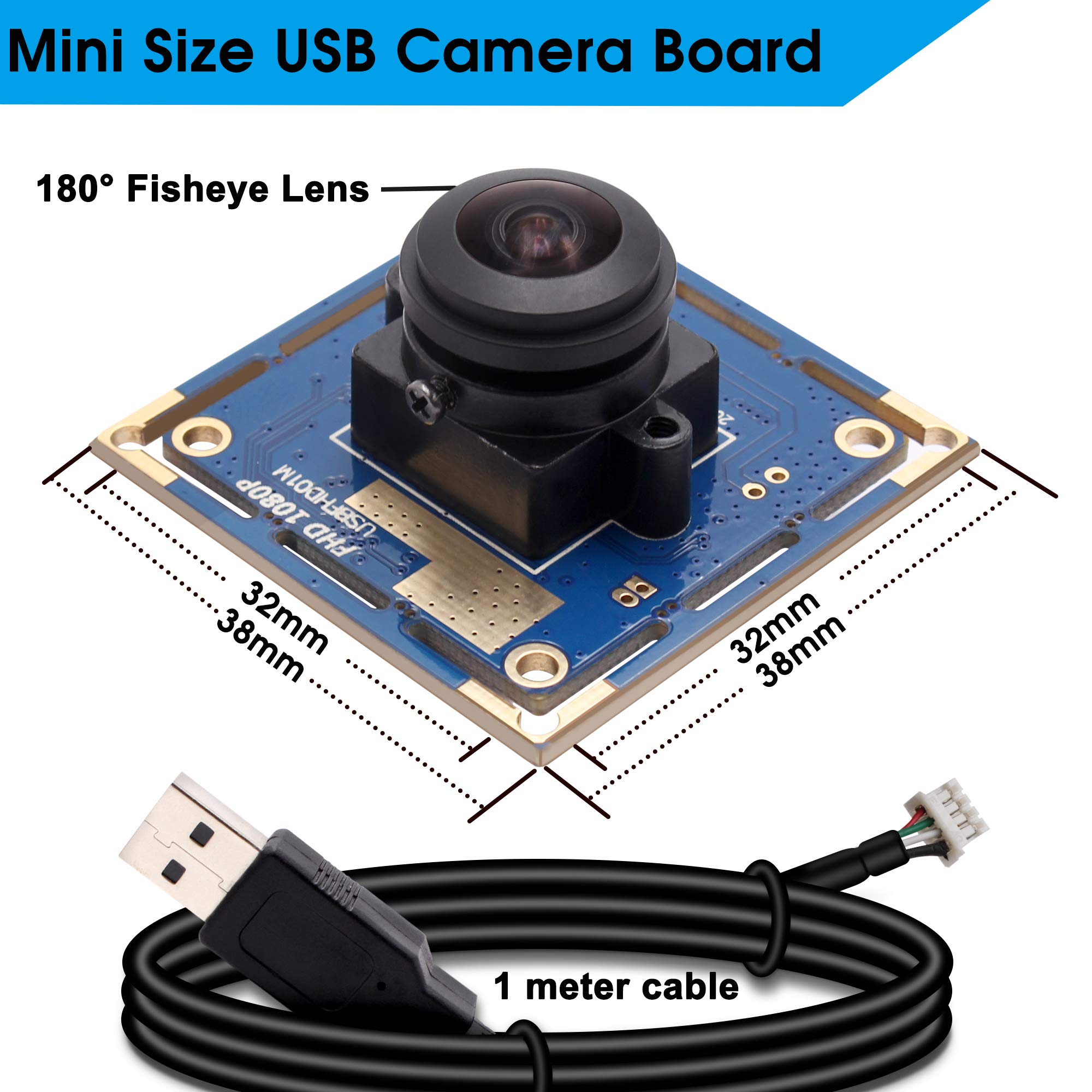 Svpro HD USB Camera 1080P - High Speed Webcam Module with 30/60/100fps, 180° Wide Angle Fisheye Lens - UVC Compatible for Windows/Linux/Android - Perfect for Video Conferencing, Live Streaming & Industrial Monitoring