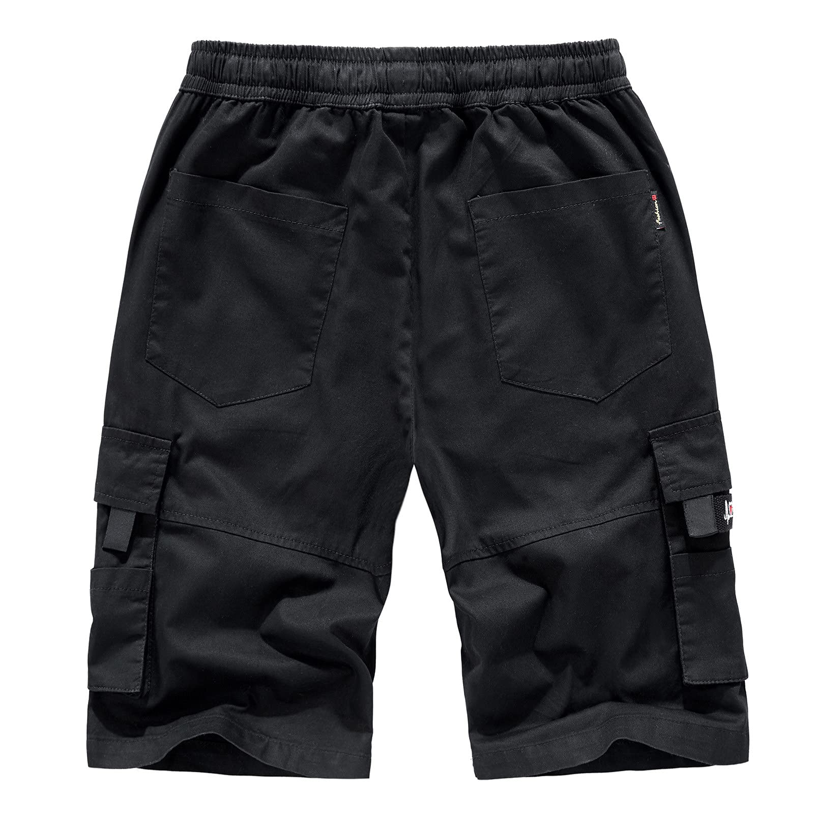 **Men's Casual Elastic Waist Shorts with Multi-Pockets - Loose Fit Summer Overalls for Outdoor, Party & Travel**