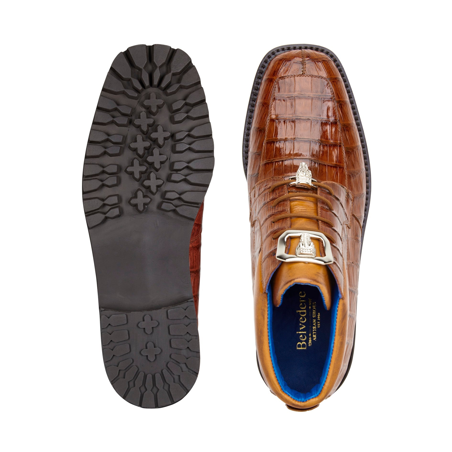 Belvedere Gallardo Genuine Caiman Crocodile Leather Dress Shoes for Men - Premium Formal Business & Wedding Oxfords - Comfortable Antique Sport Style U02