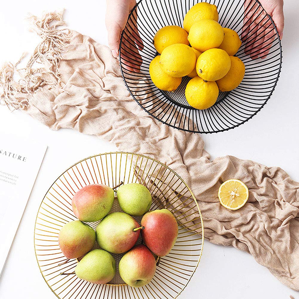Stainless Steel Wire Fruit Basket - Round Metal Fruit Bowl for Kitchen Countertop | Durable & Stylish Fruit Holder for Apples, Bananas, Oranges | Perfect for Dining Table, Pantry Organization & Fresh Produce Display