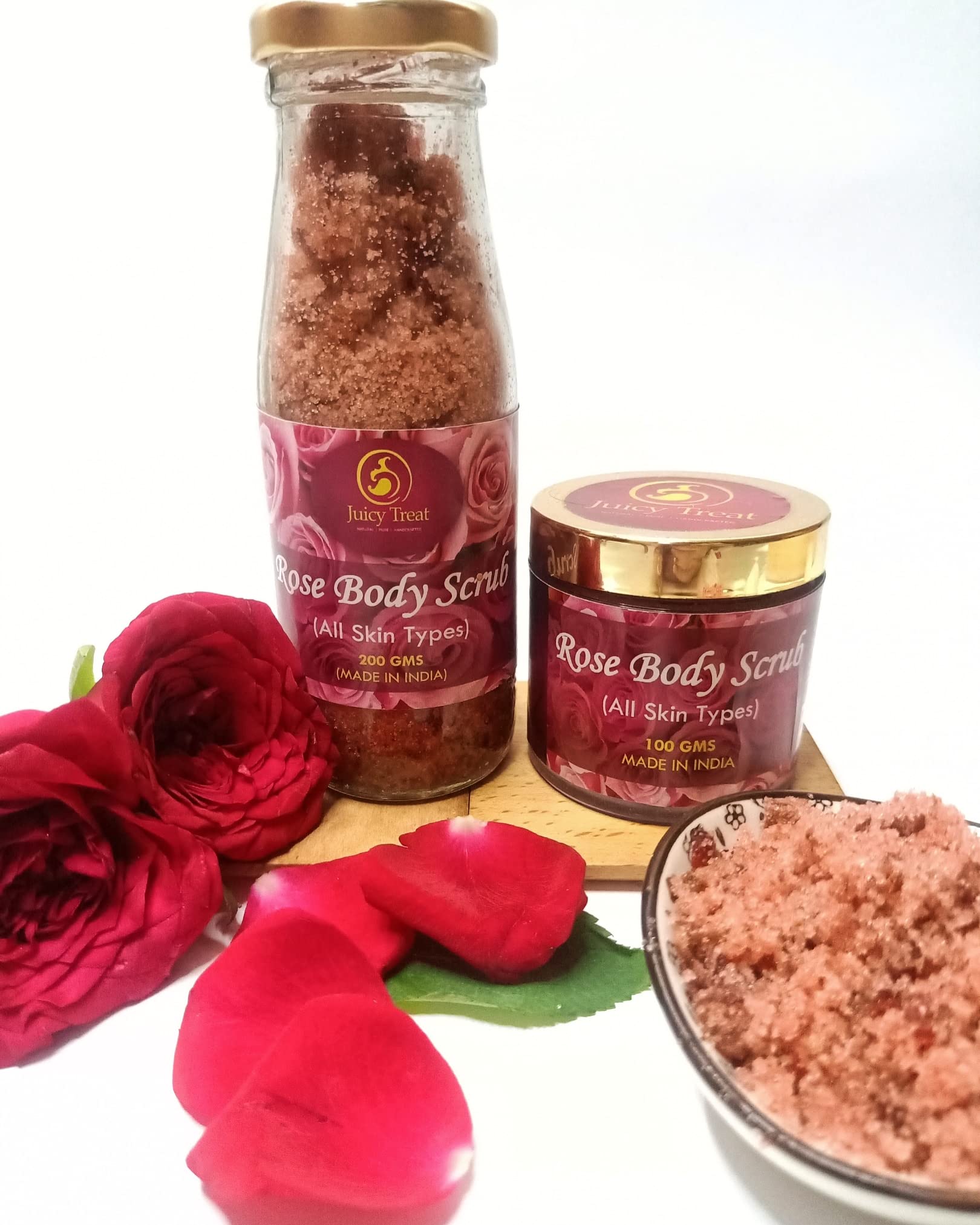 Juicy Treat Rose Body Scrub - 200g Exfoliating Scrub for Soft, Smooth Skin | Perfect for Spa Day, Self-Care Routine & Gift Giving