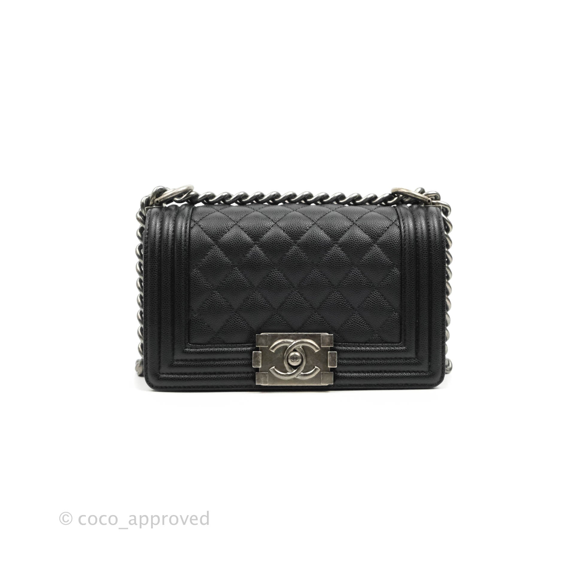 Chanel Boy Quilted Small Handbag Black Caviar Leather with Ruthenium Hardware - Perfect for Evening Events, Parties & Luxury Fashion Accessories