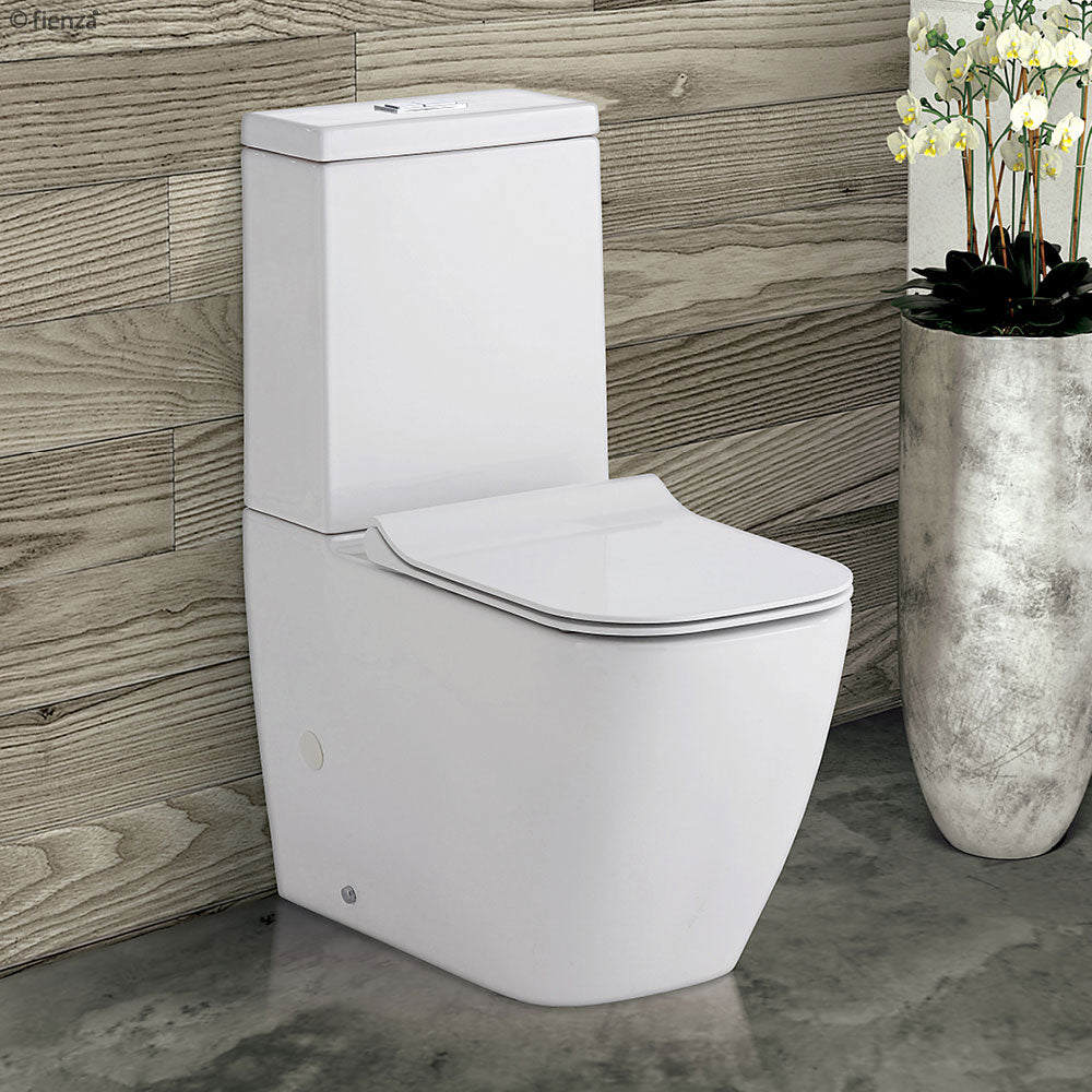 Fienza Lincoln Back to Wall Toilet Suite - Modern One-Piece Elongated Bowl for Small Bathrooms, Water-Saving & Easy to Clean - Perfect for Home, Apartment, and Office Use