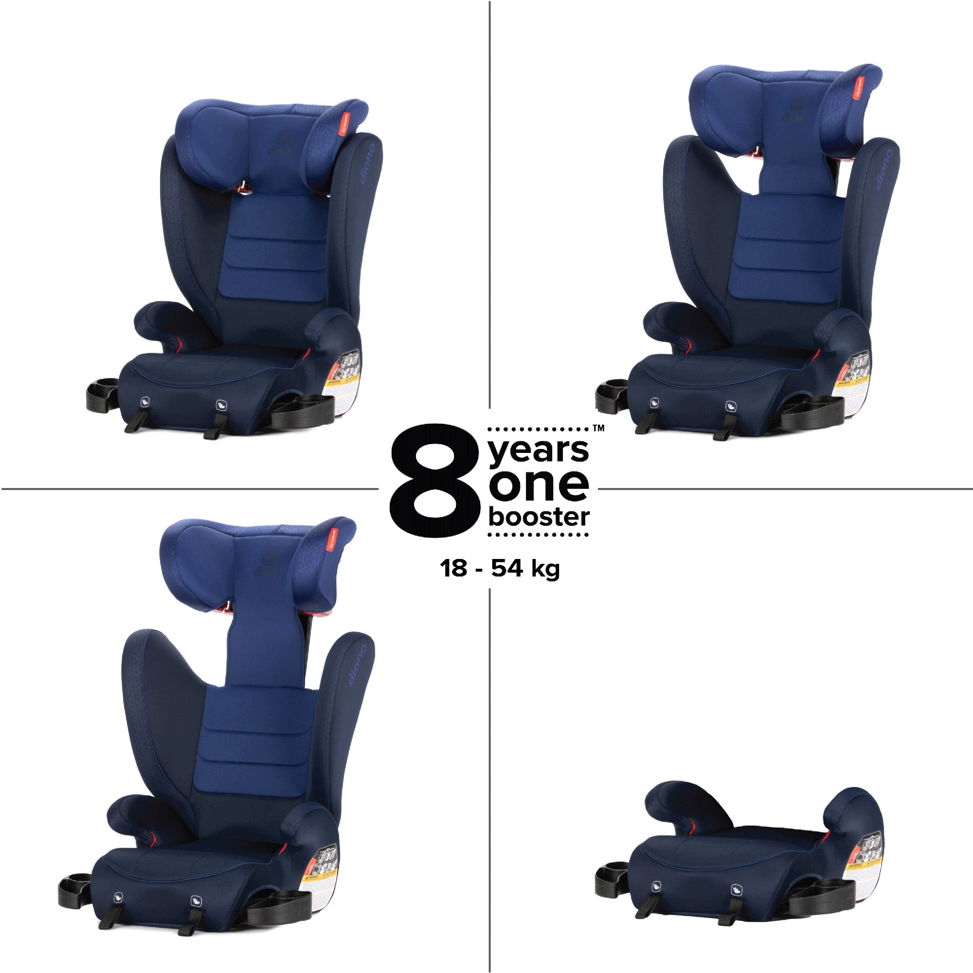 Diono Monterey 2XT Booster Car Seat for Kids - High Back Convertible Car Seat with Side Impact Protection, 5-Point Harness, for Children 40-120 lbs - Perfect for Travel, School & Family Road Trips