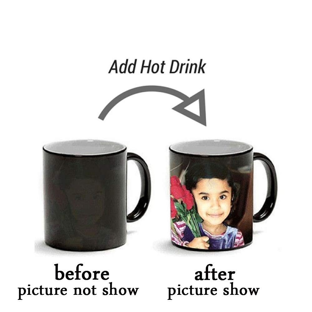 Personalized Magic Photo Mug - 11oz Black Color Changing Ceramic Cup with Custom Picture - Unique Gift for Birthday, Anniversary, Valentine's Day (Husband, Wife, Couples) - Perfect for Coffee, Tea & Surprise Moments