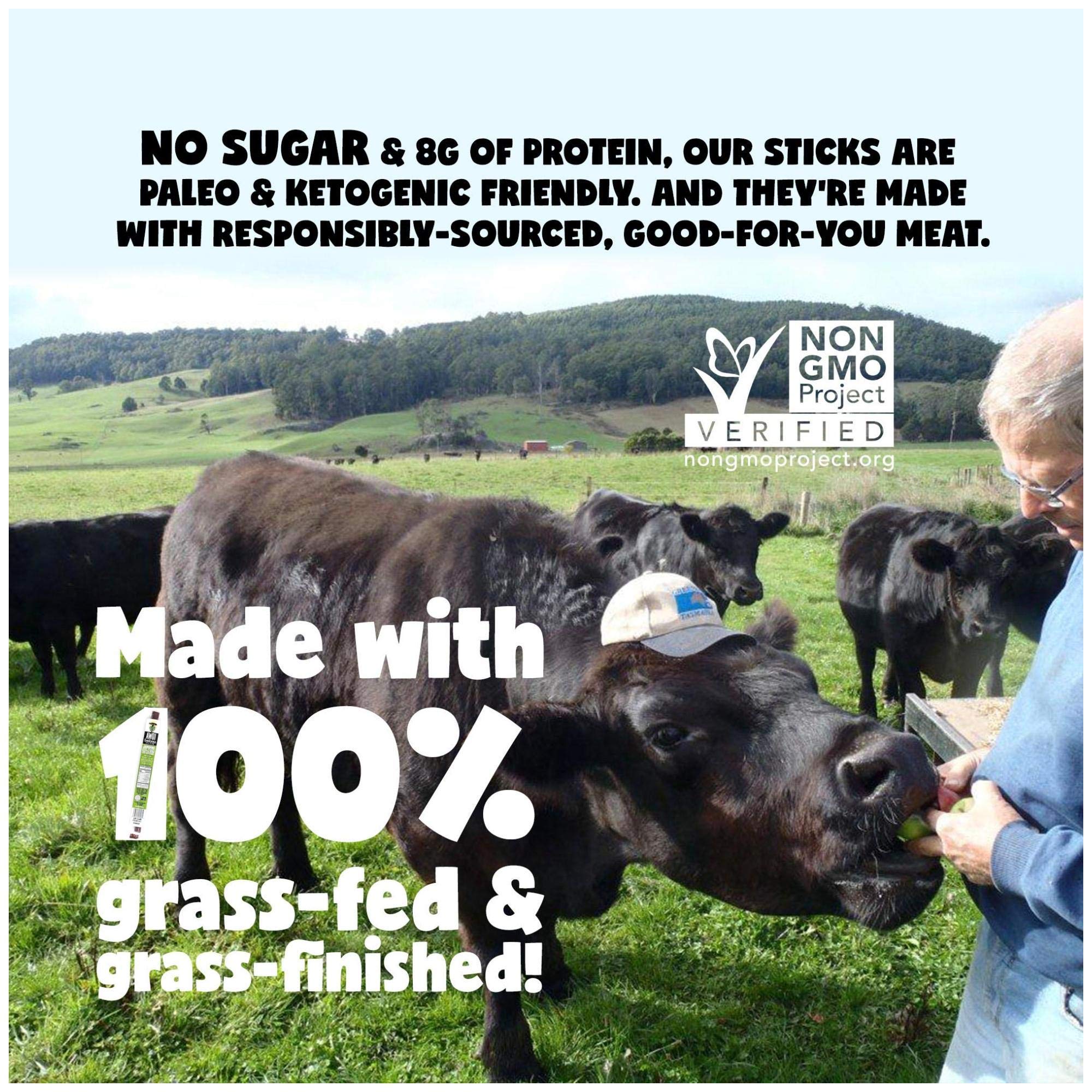 Sugar Free Beef Jerky Sticks - Non-GMO Grass Fed, No Nitrates, Gluten, Soy, MSG, Dairy or Nuts - Paleo, Whole30 & Keto Friendly Snacks - Iowa Smoked Recipe by Sogo Snacks (144 Count) - Perfect for Hiking, Camping, Road Trips & Low-Carb Diets