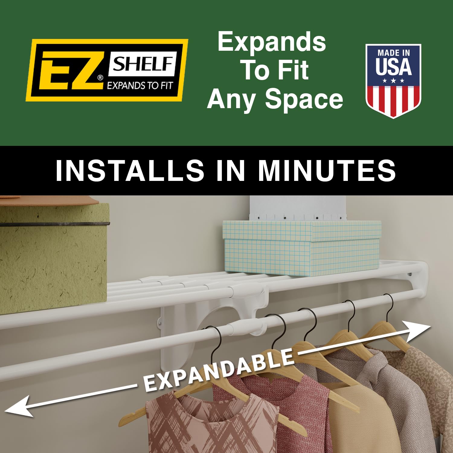 EZ Shelf Expandable Closet Organizer - Adjustable from 41.5