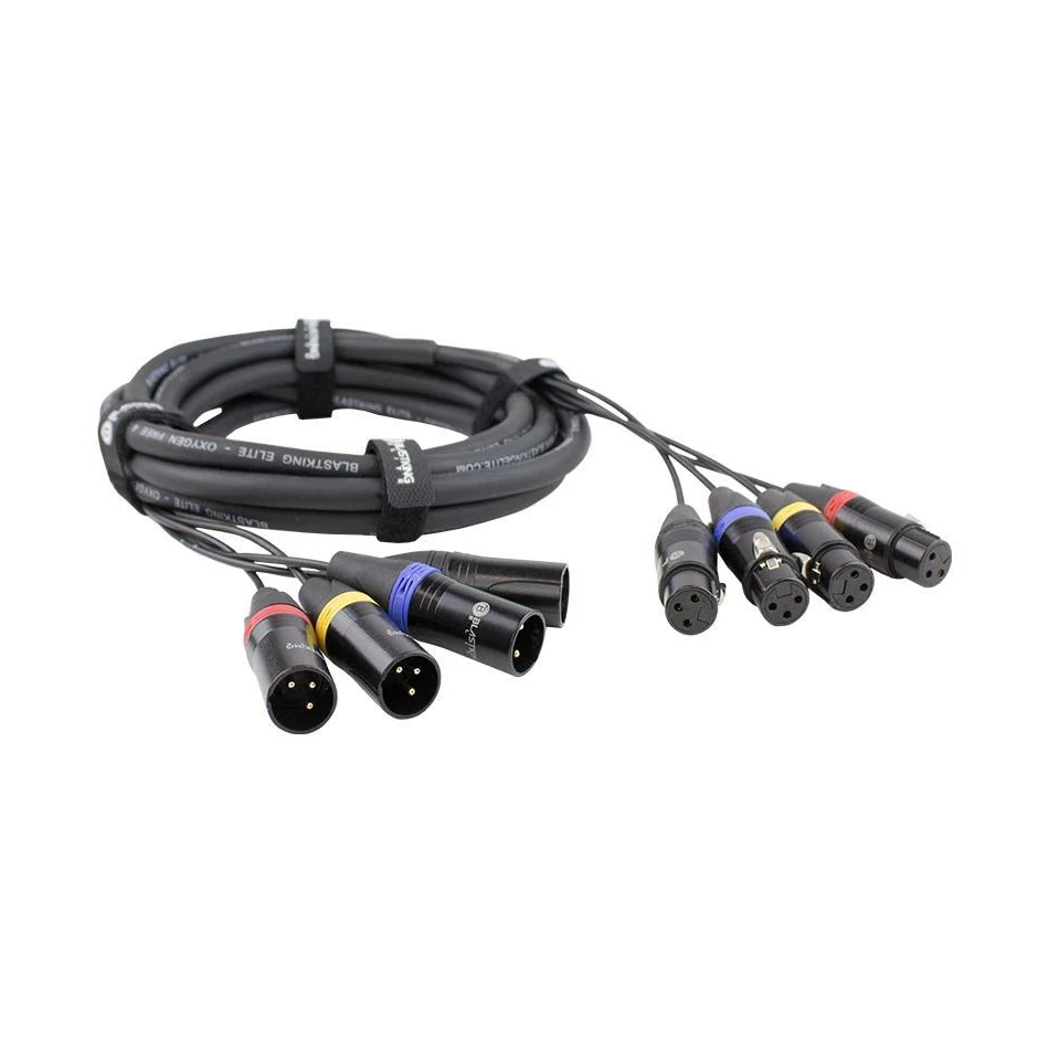Blastking C4XLRMF XLR Male to 4 XLR Female Splitter Cable 25ft - Professional Audio Equipment for Live Performances, Studio Recording & DJ Setups