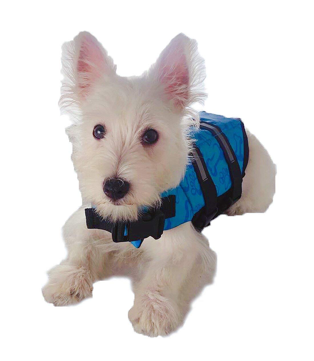 GabeFish Dog Life Jacket - Safety Vest with Reflective Strips & Harness for Swimming, Boating & Water Activities - X-Large Size in Bone Blue - Perfect for Beach, Pool & Outdoor Adventures