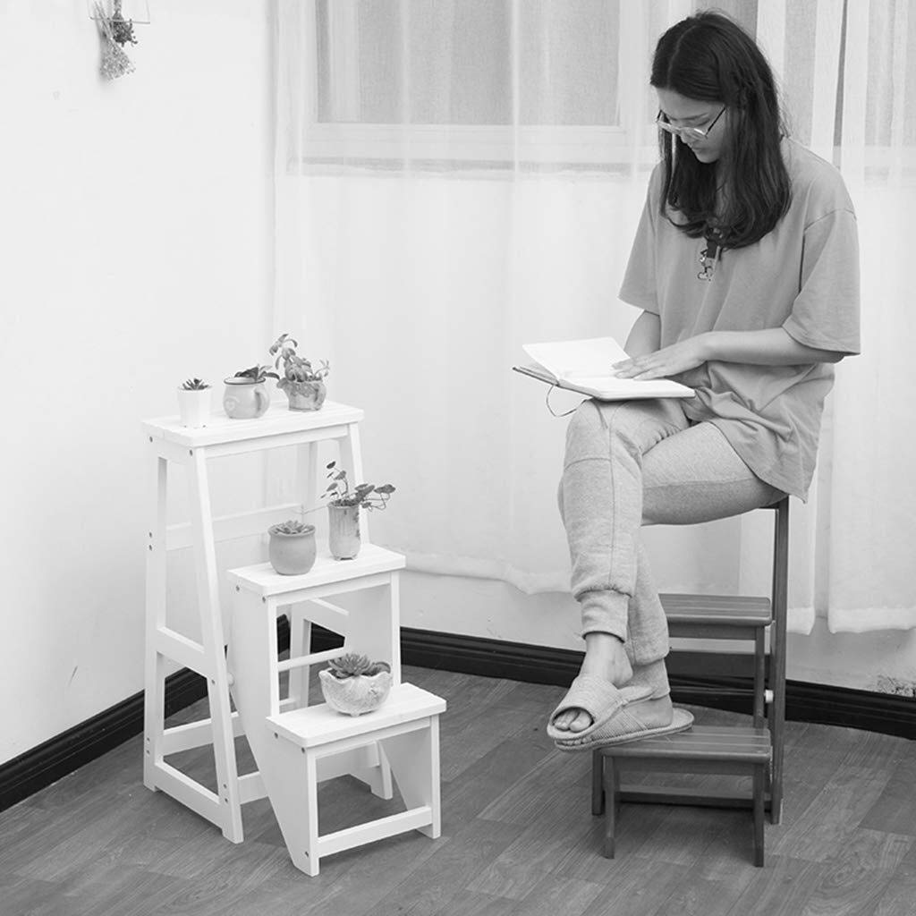 Foldable Wooden Step Stool for Kitchen, Office & Library - Sturdy Indoor Climbing Stool with Thick Wood, Multi-Purpose Ladder Chair for Home Use
