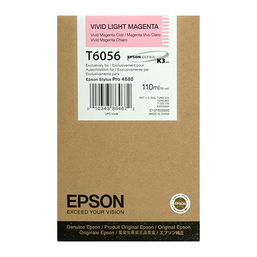 Epson Vivid Light Magenta Ultrachrome K3 Ink Cartridge - 110ml (T605600) for Professional Photo Printing & Graphic Design