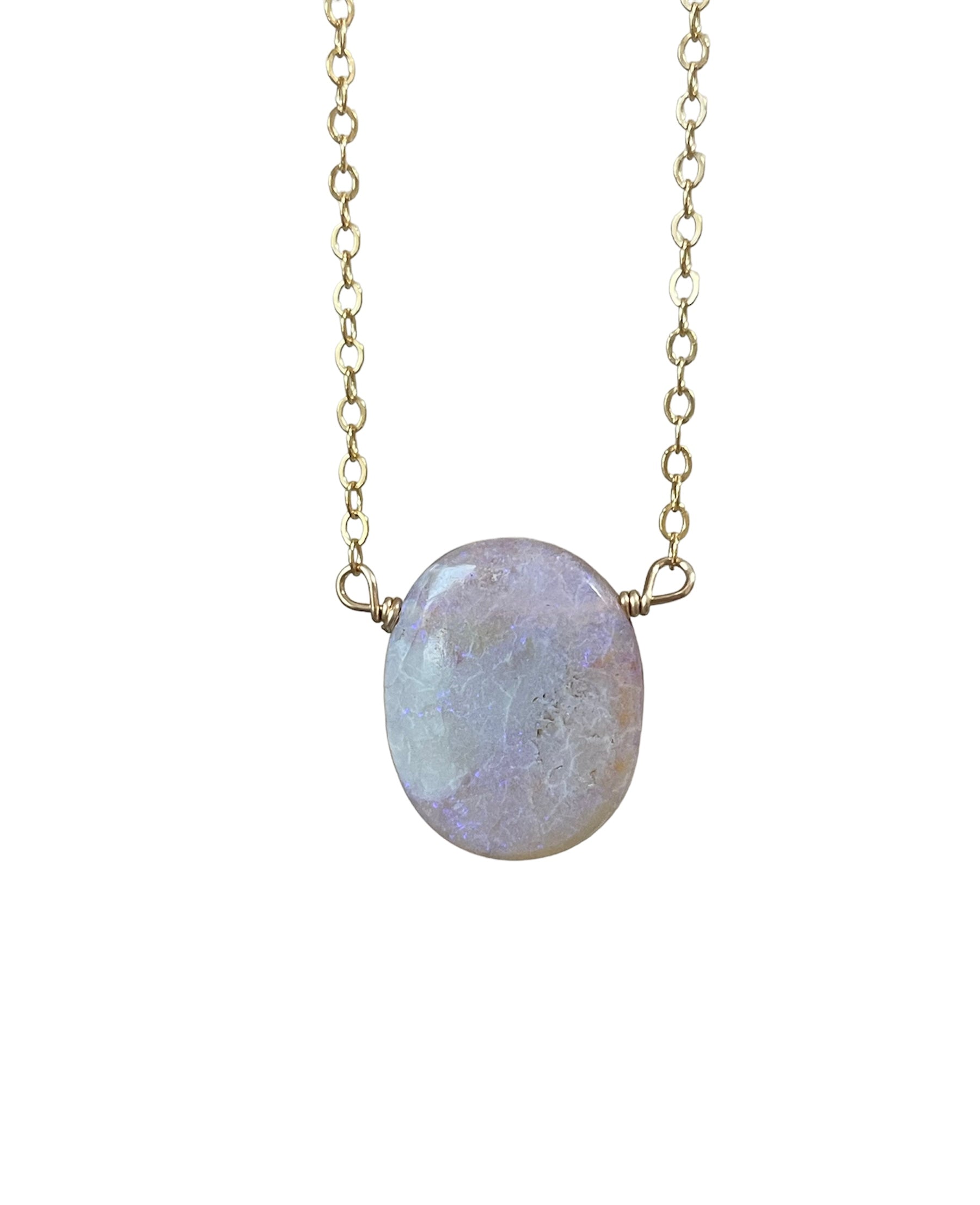 Stunning Purple Australian Opal Pendant Necklace - 14K Gold Filled Elegant Jewelry for Women | Perfect Gift for Birthday, Anniversary & Special Occasions