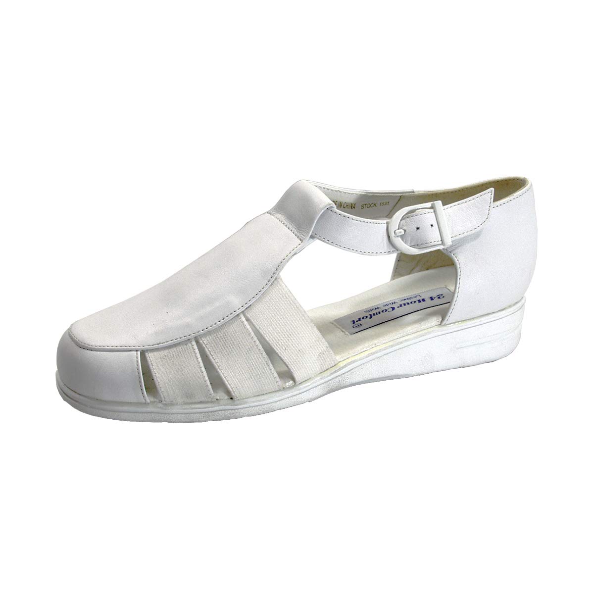 24 Hour Comfort Nala Women's Wide Width T-Strap Comfort Leather Shoes - Breathable & Supportive for Work, Walking & Casual Wear