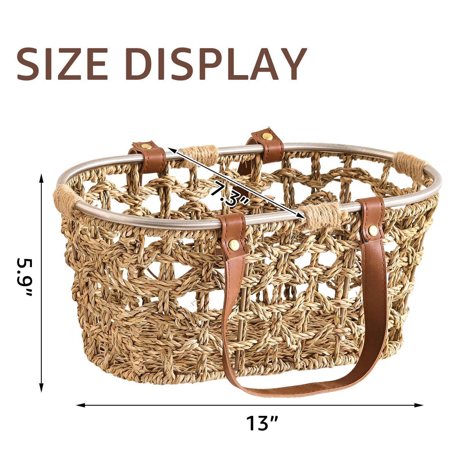 Handmade Wicker Egg Basket - Farmhouse Seagrass Oval Storage Basket with Handle for Collecting Fresh Eggs | Perfect for Chicken Coops, Easter Decor, Picnics, Harvest Display & Bread Storage