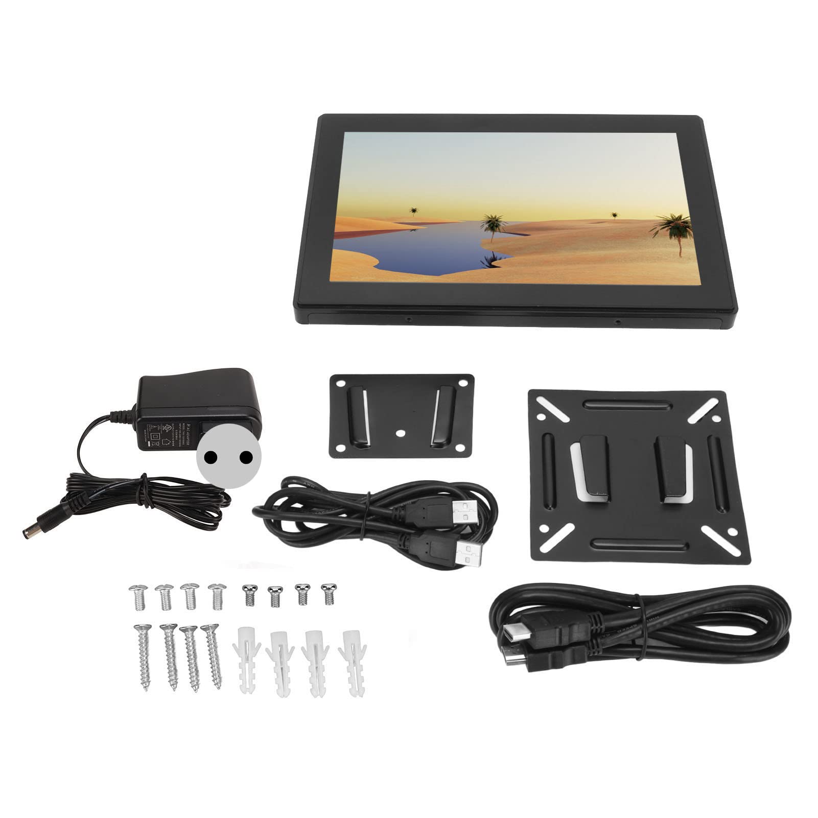 10.1 Inch IPS Touchscreen Display - USB VGA Capacitive Monitor with European Plug for Digital Signage, Kiosks, and Interactive Presentations