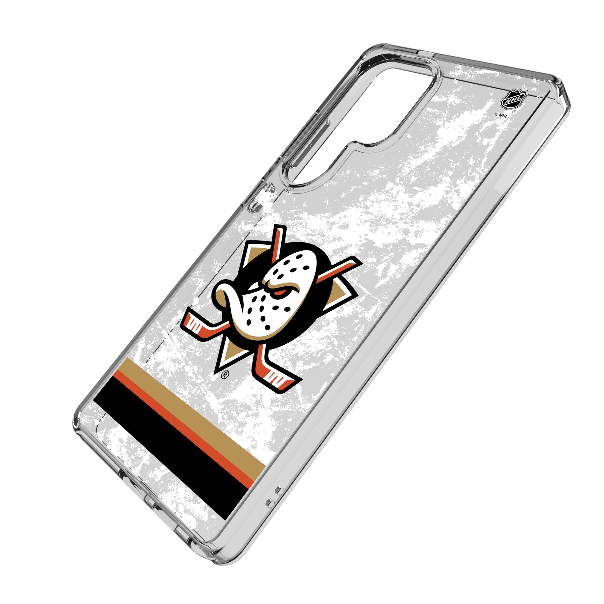 Anaheim Ducks NHL Ice Stripe Clear Protective Phone Case for Samsung Galaxy S21/S22/S23 - Durable Shockproof Cover for Hockey Fans & Game Day