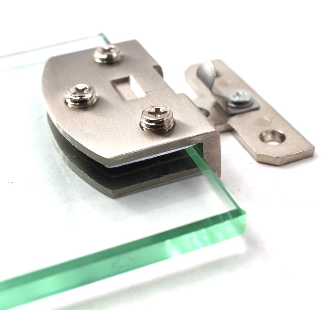 Glass Cabinet Door Hinges - Wall Mounted Shower Door Hinges for 5-8mm Glass - Heavy Duty Glass Clamps (Pack of 4) - Perfect for Bathroom, Kitchen & Office Glass Door Installation