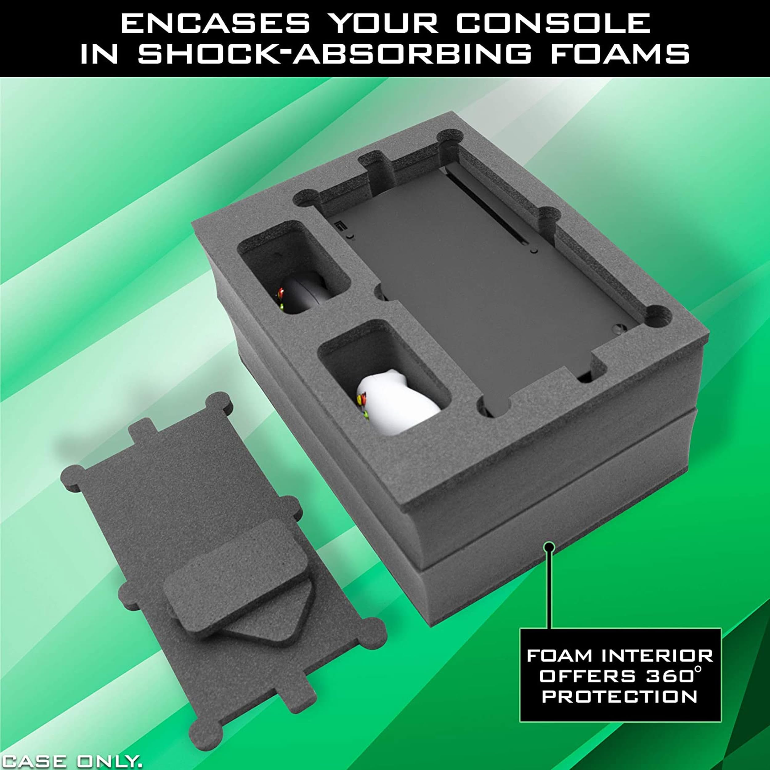 CASEMATIX Shockproof Travel Case for Xbox Series X & S - Protective Carrying Case with Custom Foam Interior & Shoulder Strap - Perfect for Gaming Travel, Storage & Transport