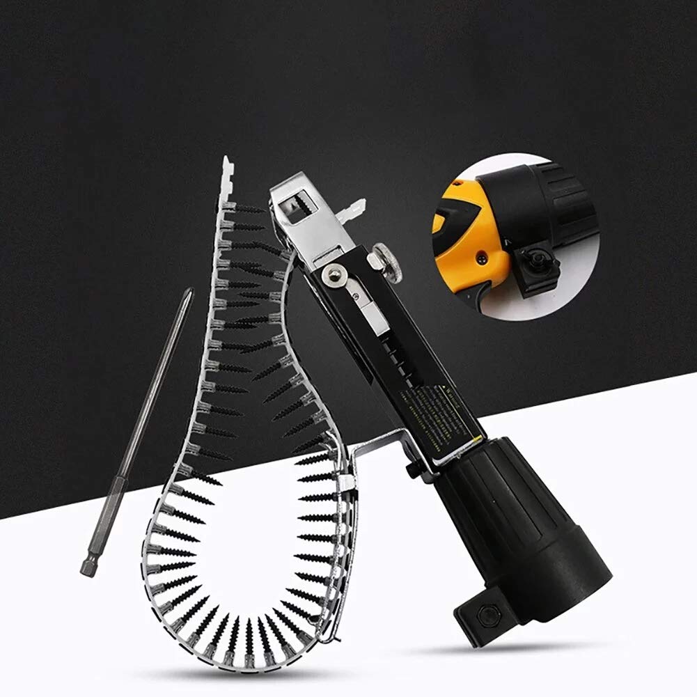Electric Automatic Chain Belt Nail Screw Gun - Cordless Power Tool for Woodworking, Construction & DIY Projects - Fast Screw Driving with Adapter for Efficient Drilling in Wood, Metal & Plastic