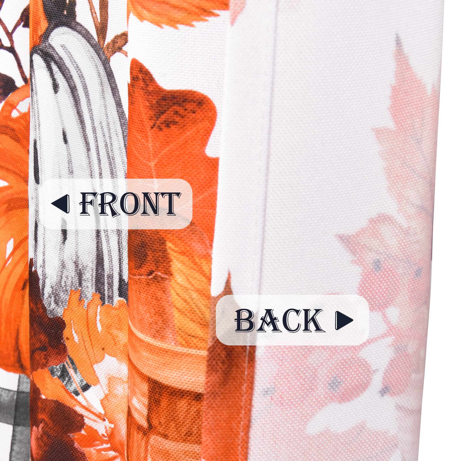 Thanksgiving Fall Kitchen Curtains - Maple Leaf & Pumpkin Print Black White Buffalo Plaid Window Tiers - 30''W x 36''L Rod Pocket Curtain Panels for Cafe, Bathroom, Bedroom - Perfect for Autumn Decor & Holiday Home Styling