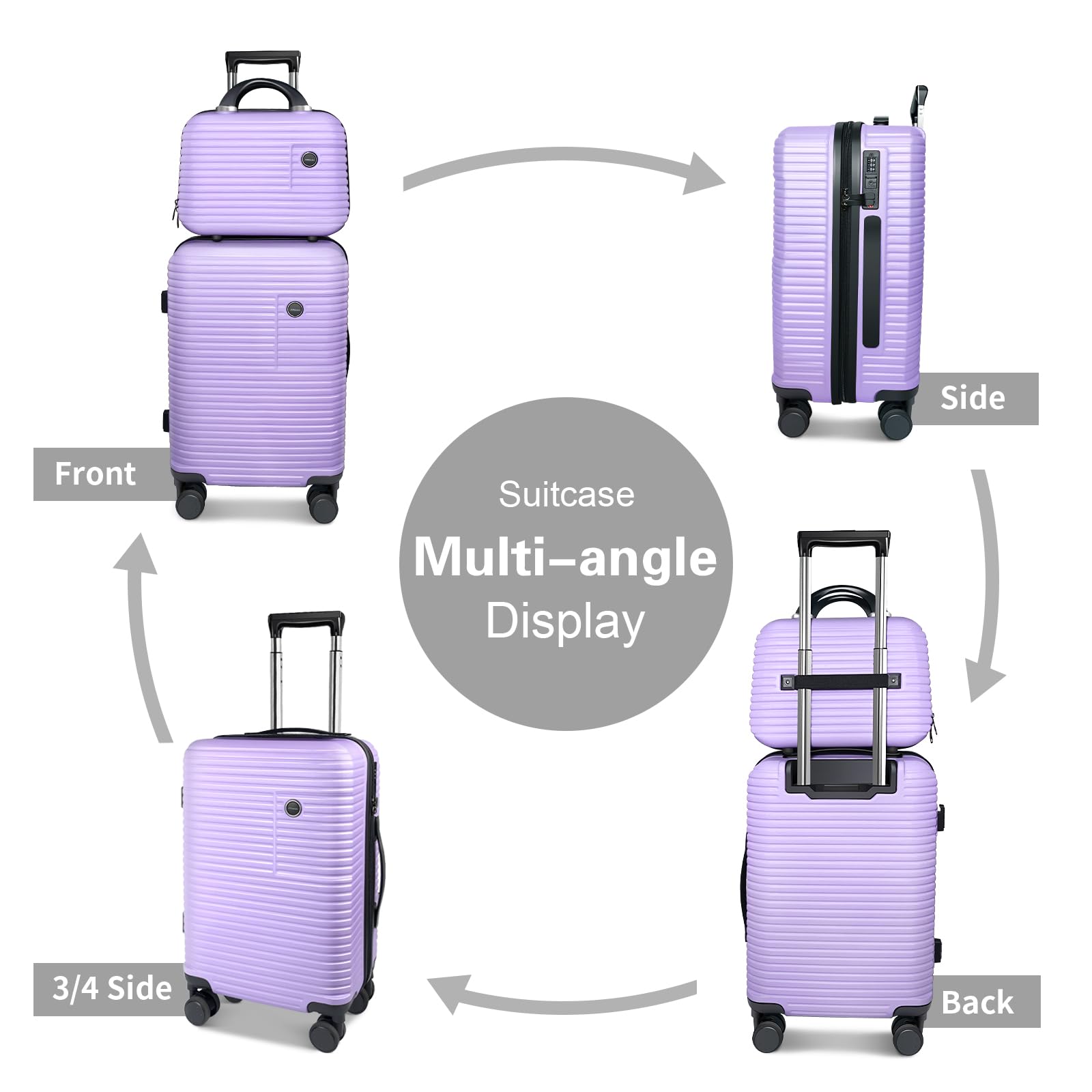 2-Piece Carry On Luggage Set 20 Inch Hardshell Spinner Suitcases - Airline Approved PC+ABS Lightweight Luggage for Business Travel & Weekend Getaways