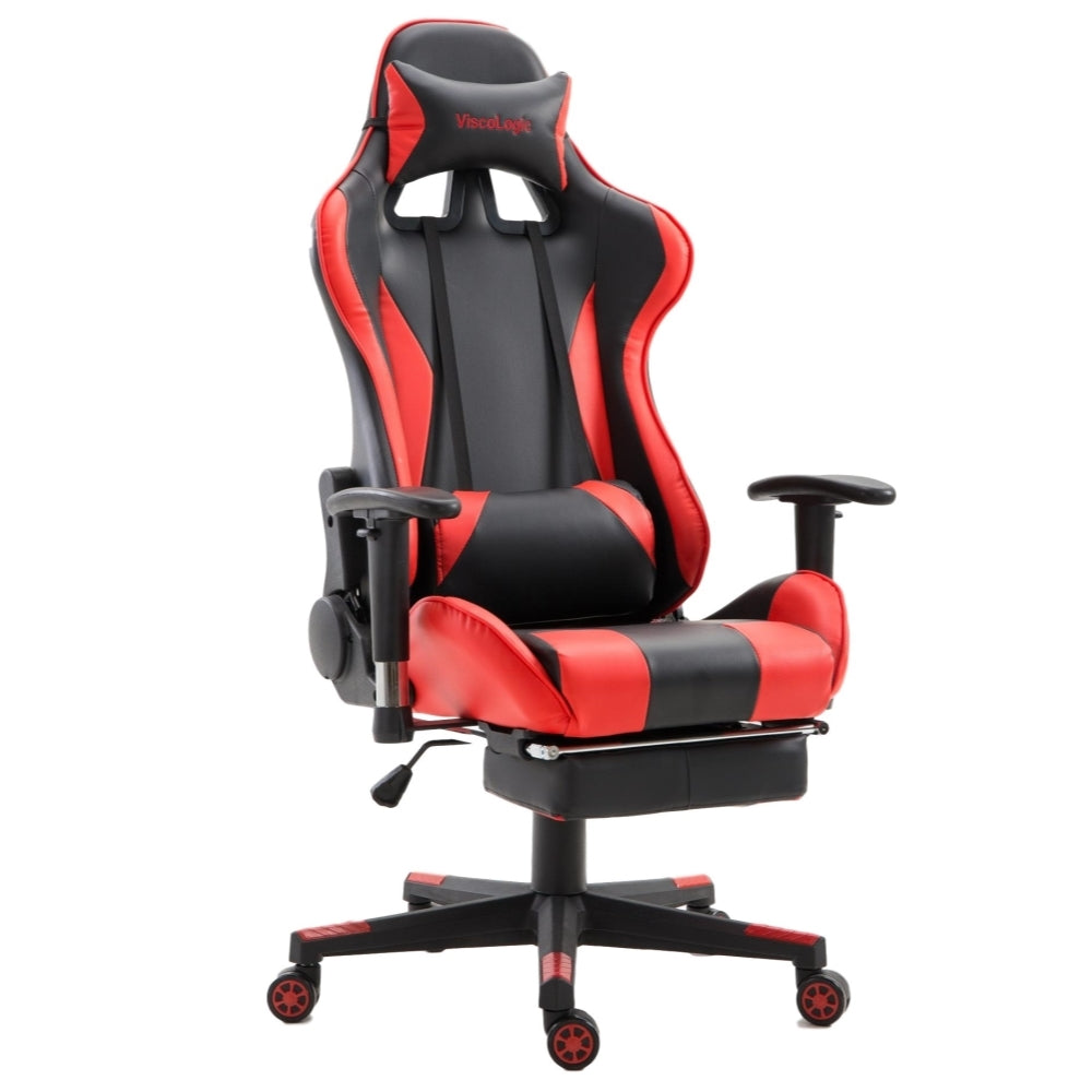 9026 Ergonomic Gaming Chair with Footrest - Black & Red for PC, Console & Office Gaming Comfort