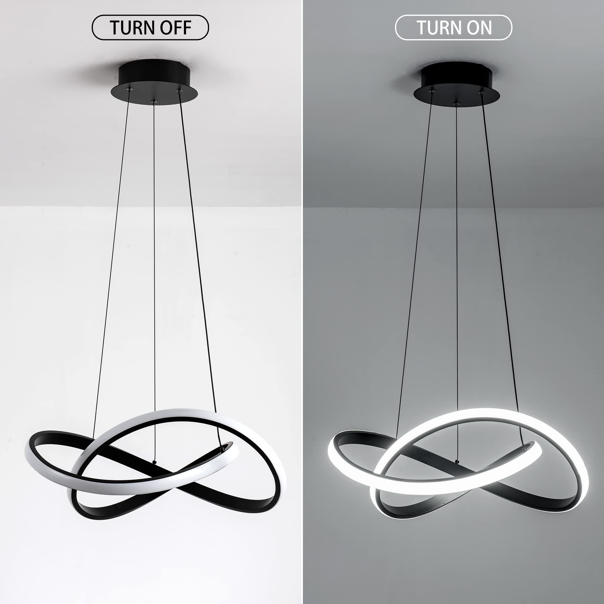 MAYNA Modern LED Pendant Light Fixture - Contemporary Adjustable Chandelier with Irregular Ring Lights, 6000K Daylight White - Perfect for Dining Room, Kitchen, Entryway, Living Room & Bedroom Lighting