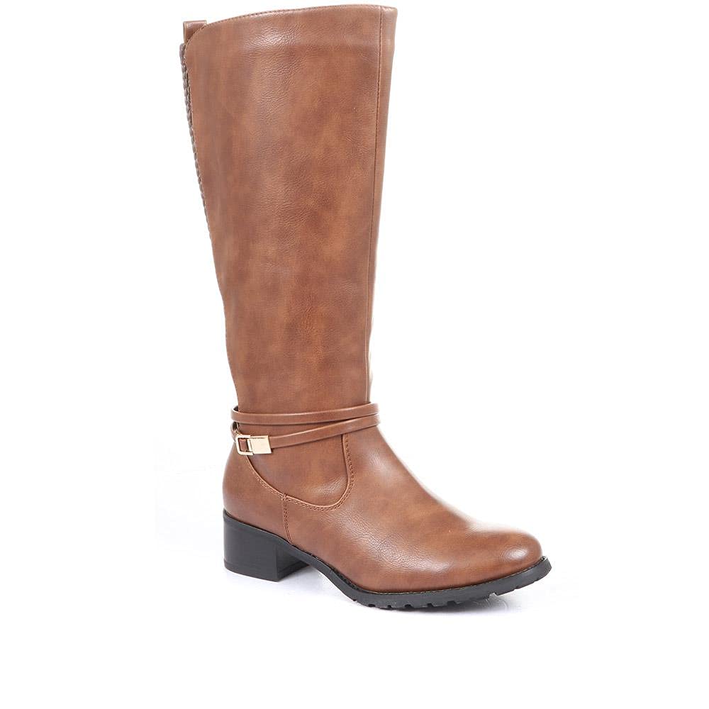 Women's Knee-High Zip Boots - Soft Lined Comfortable Riding Boots with Stretch Panels & Adjustable Ankle Straps - Casual Winter Boots for Women - Perfect for Horseback Riding, Motorcycling & Everyday Wear
