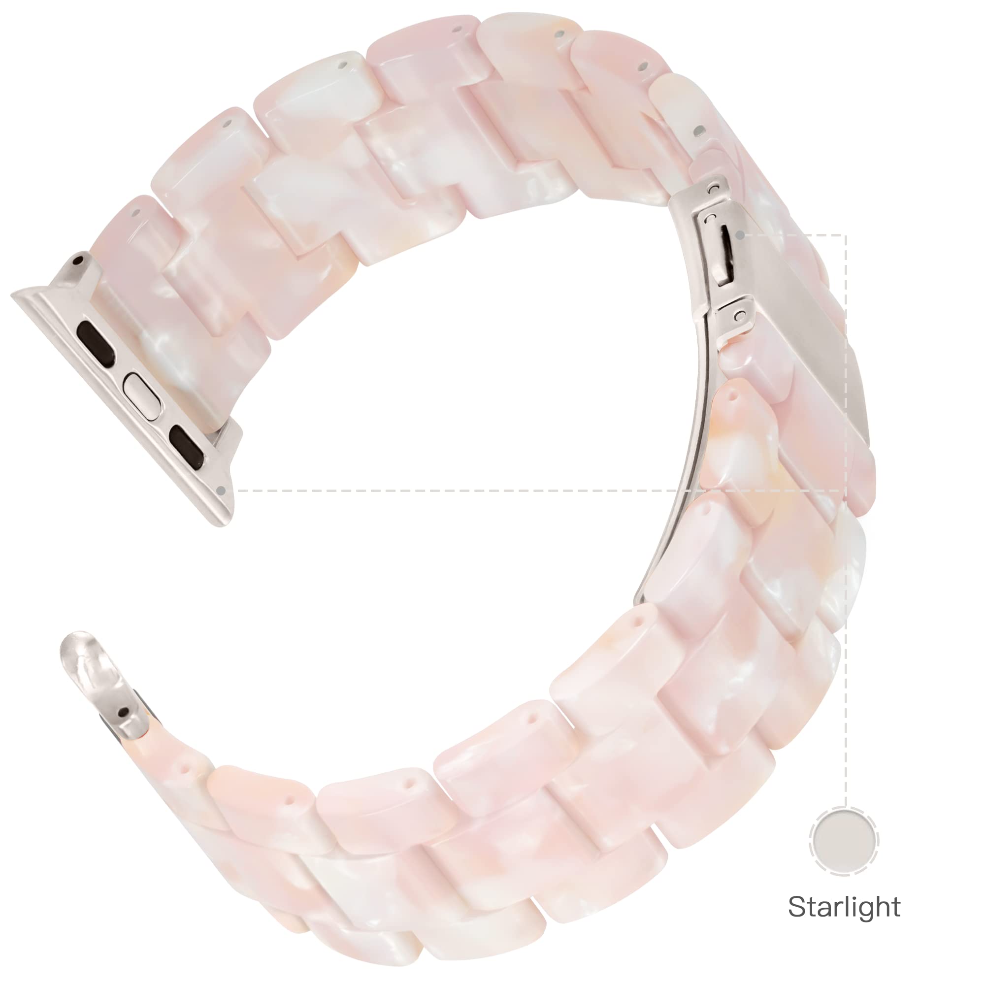 Premium Resin Apple Watch Bands Compatible with Series 1-10, SE, Ultra & Ultra 2 (42mm/44mm/45mm/46mm/49mm) - Lightweight Flower Pink Strap for Women & Men - Perfect for Workouts, Office & Everyday Wear