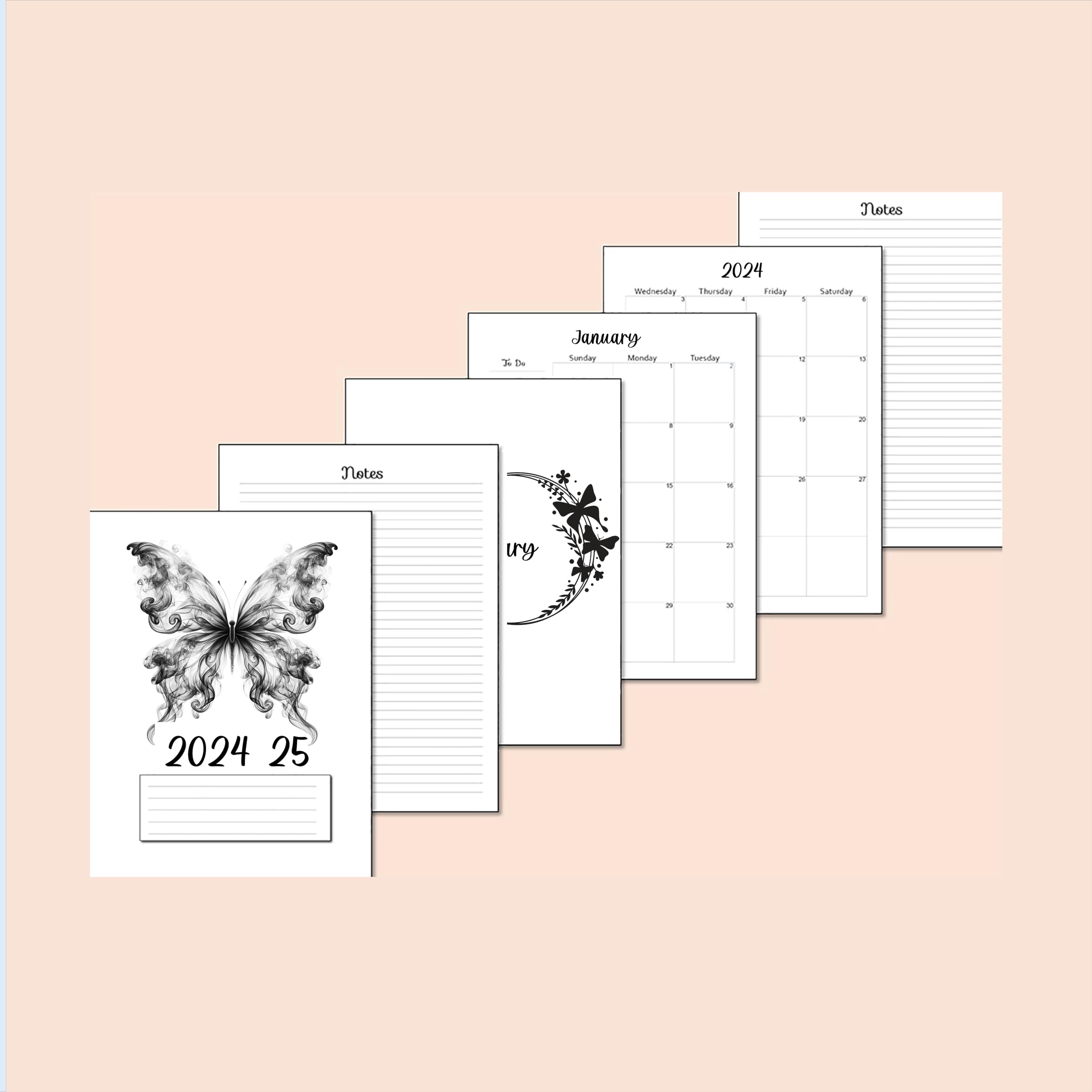 2024-2025 Monthly Planner Refills for Happy Planner - 9 Disc Classic Size 7x9.25 Inches, 18-Month Loose-Leaf Calendar Inserts (July 2024-December 2025) - Butterfly Design for Organizing, Scheduling & Goal Tracking - Perfect for Work, School & Personal Planning