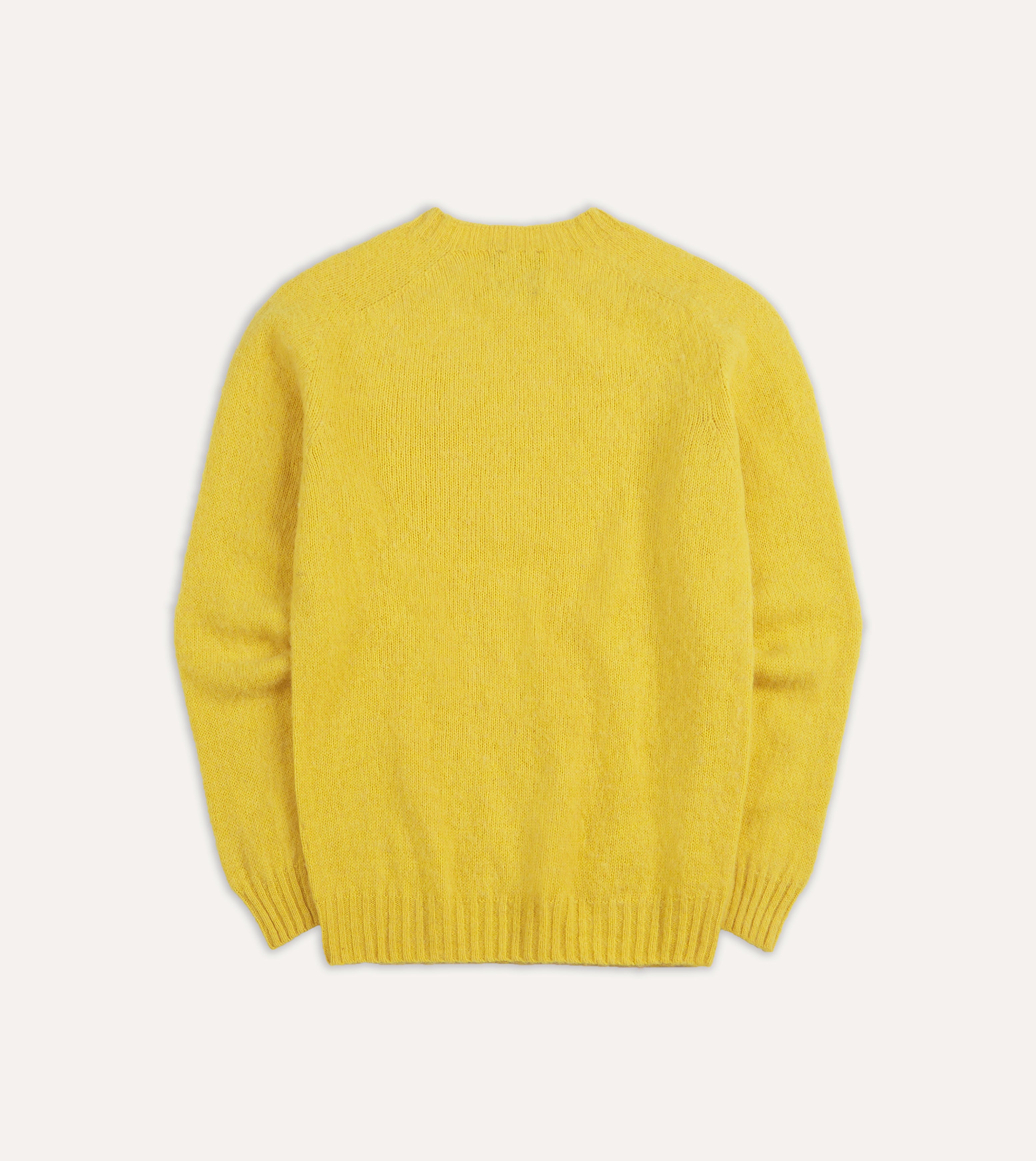 Canary Yellow Brushed Shetland Wool Crewneck Sweater for Women - Soft Winter Knit Pullover for Casual Wear & Holiday Outfits