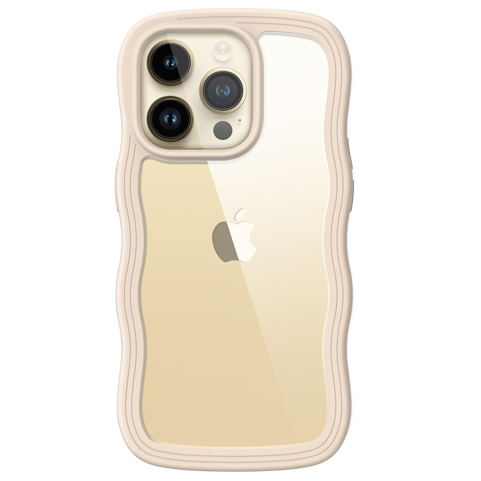 JETech iPhone 14 Pro Case 6.1-Inch - Cute Wave Frame Design, Shockproof Clear Hard PC Back Cover for Women (Gold) | Perfect for Everyday Use, Work & Travel Protection