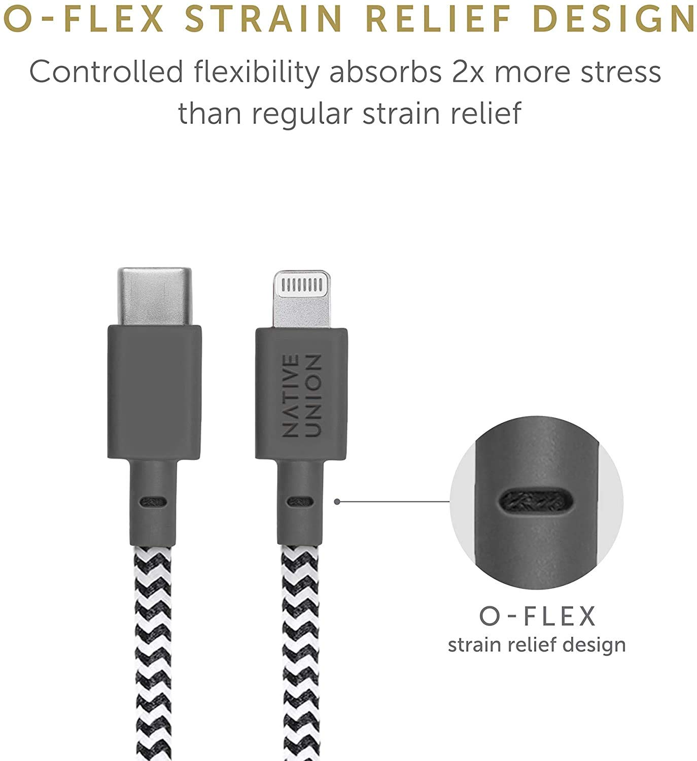 Native Union Night Cable - 10ft Ultra-Strong Reinforced Durable USB-C to Lightning [MFi Certified] Charging Cable with Weighted Knot - Compatible with iPhone 14/13/12/11/X/8 & Earlier - Perfect for Bedside, Office & Travel Charging (Zebra Design)