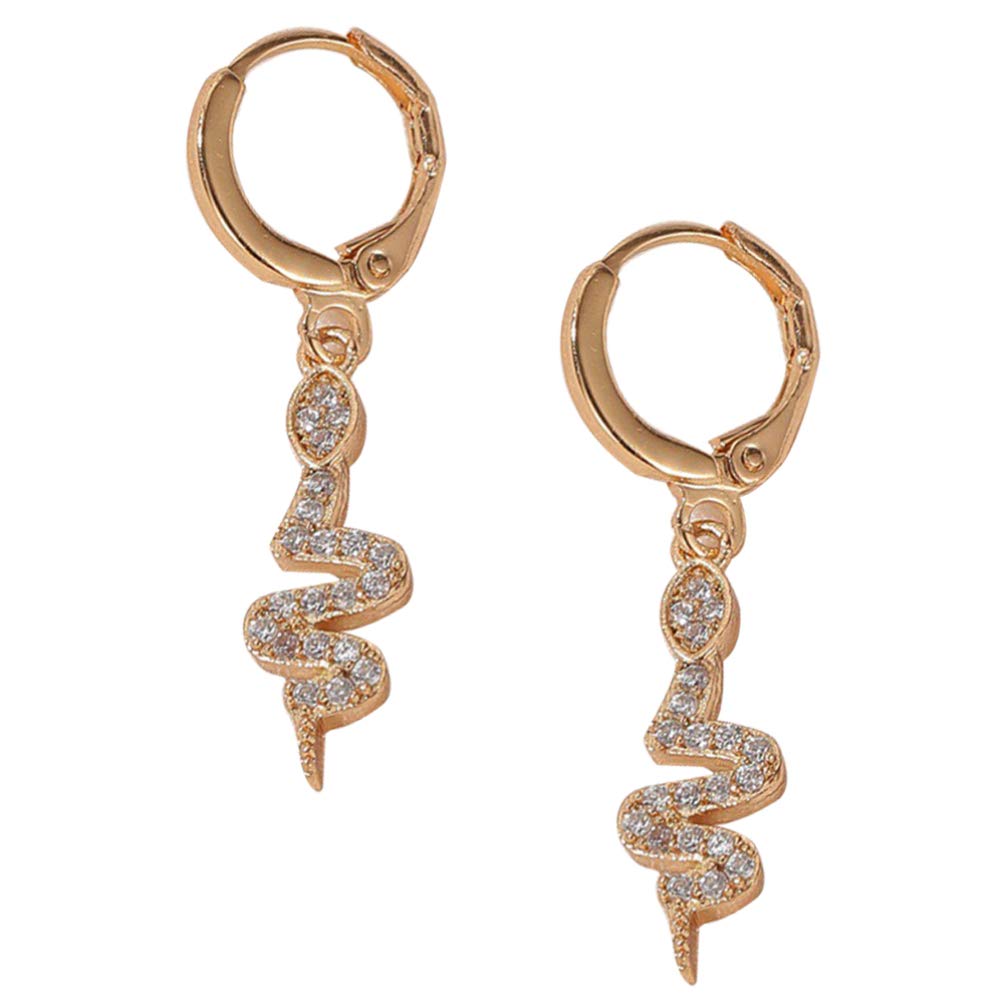 1 Pair Snake Huggie Hoop Earrings with Dangle Charms - Minimalist Gold/Silver Jewelry for Women & Girls - Perfect for Everyday Wear, Parties & Gifts