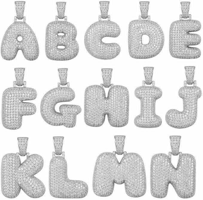 925 Sterling Silver Bubble Letter CZ Pendant Necklace - Elegant Cubic Zirconia Initial Jewelry for Women, Perfect Gift for Birthday, Anniversary & Valentine's Day