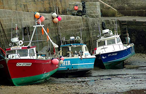20x30 Inch Laminated Normandy Coastal Poster - Vibrant Barfleur Trawler Wall Art - Home & Office Decor - Perfect for Living Room, Bedroom or Office Wall Display